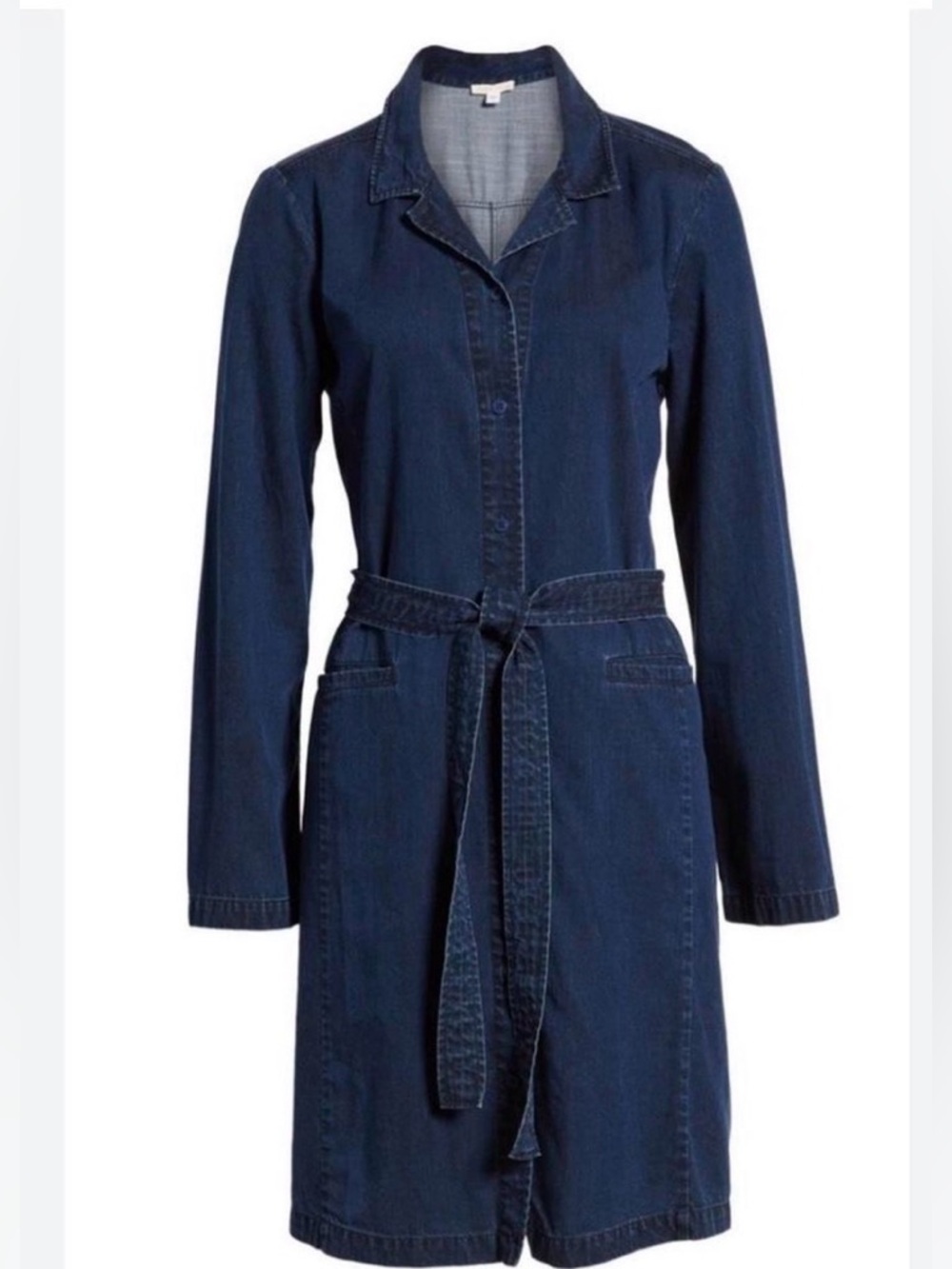 Eileen Fisher Indigo Denim Long Sleeve Shirt Dress